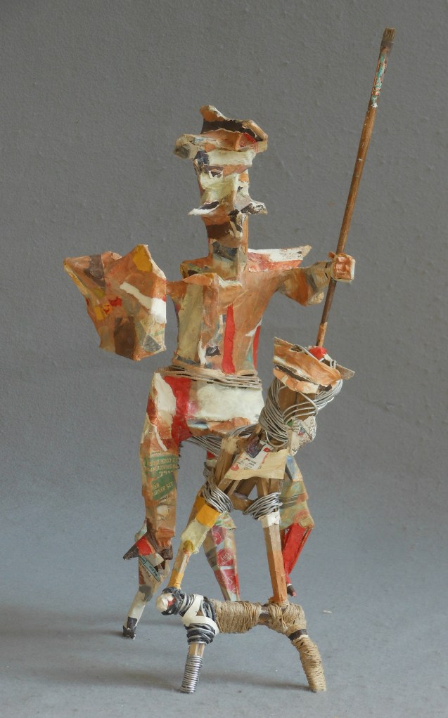 A Man Who Seeks the Impossible wood, wire, string, paper, paintbrush 22"x 12"x 15"