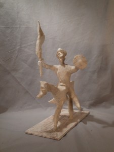 An Inventive Victory  30" x 20" x 12"   2013 plaster, paper, wood, polymer emulsion, acrylic paint