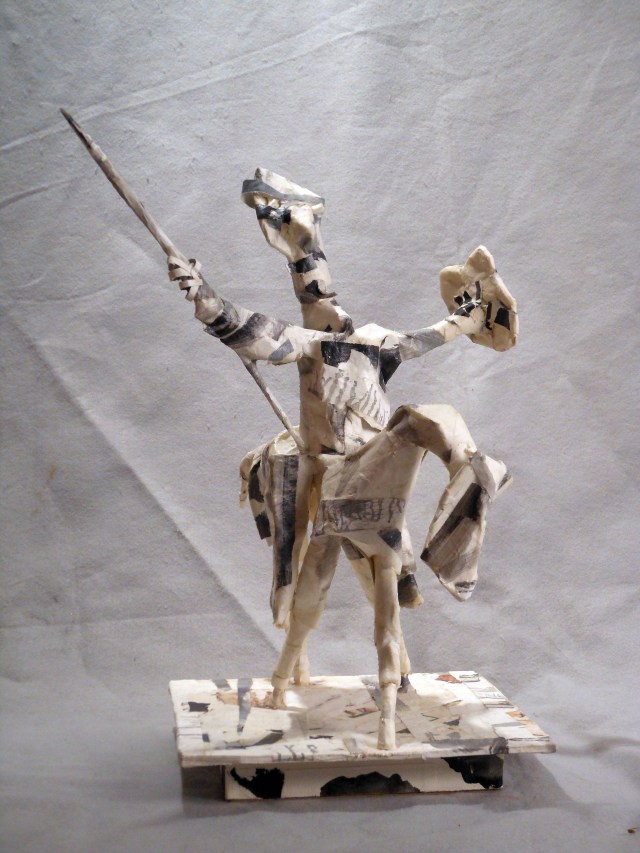 An Ingenious Gentleman 22"x15"x13" 2013 Paper, polymer emulsion, wood, metal