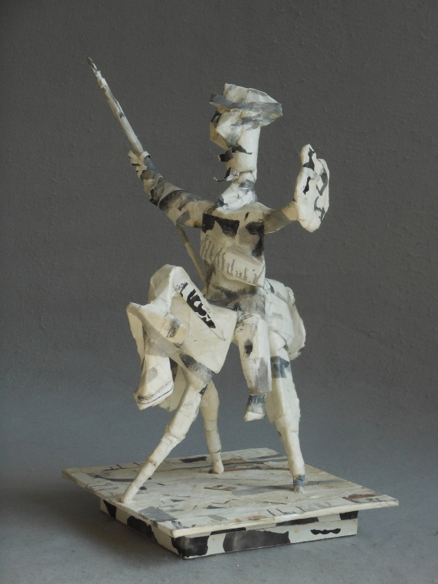 An Ingenious Gentleman paper, wood, polmer, paintbrush 22"x 16"x 13"