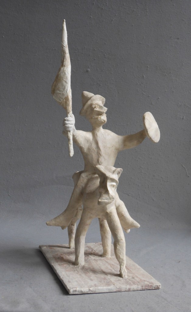 An Inventive Victory wood, paper, plaster, paint 31"x 20"x 16"