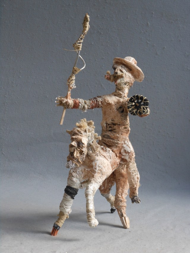 wood, wire,string, copper,plastic,plaster, paint