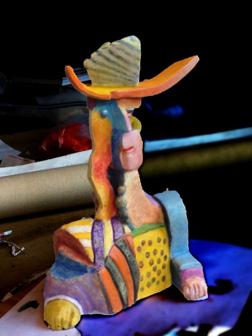 The Impostor         ceramic painted with oils